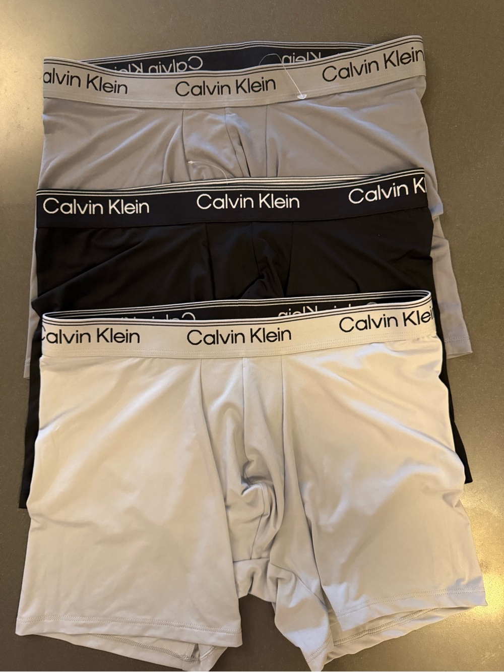 New Calvin Klein Men's Boxer Briefs - Black & Light Gray (3-Pack). Microfiber